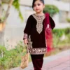 Maroon Velvet Girls Salwar Suit with Dupatta | Baby 237 Kids Embroidered Party Wear Dress