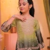 Green Ombre Embroidered Girls Sharara Suit with Dupatta | Baby 250 Kids Party Wear Ethnic Set