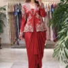 BDB 61 Red Indo Western Dhoti Saree with Designer Embroidered Jacket for Women