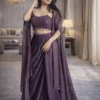 BDB 63 Purple Indo Western Co Ord Set with Sequins Work Cape for Women
