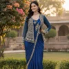 BDB 64 Royal Blue Ready to Wear Saree with Embroidered Jacket Blouse for Women