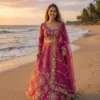 HCR 1113 Rani Pink Two Tone Silk Sequins Work Bridal Lehenga Choli for Women | Heavy Embroidery Wedding Lehenga