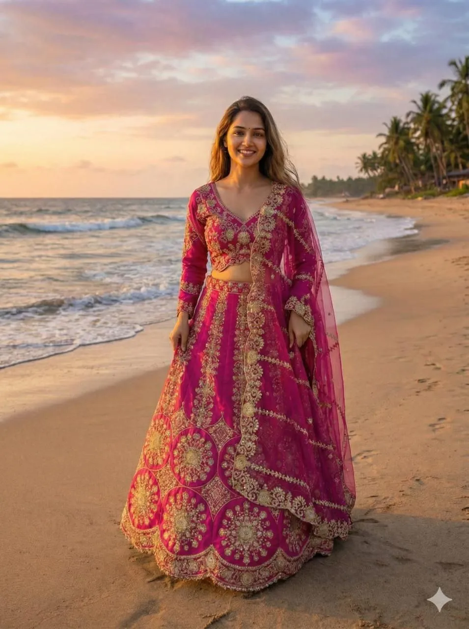 HCR 1113 Rani Pink Two Tone Silk Sequins Work Bridal Lehenga Choli for Women | Heavy Embroidery Wedding Lehenga