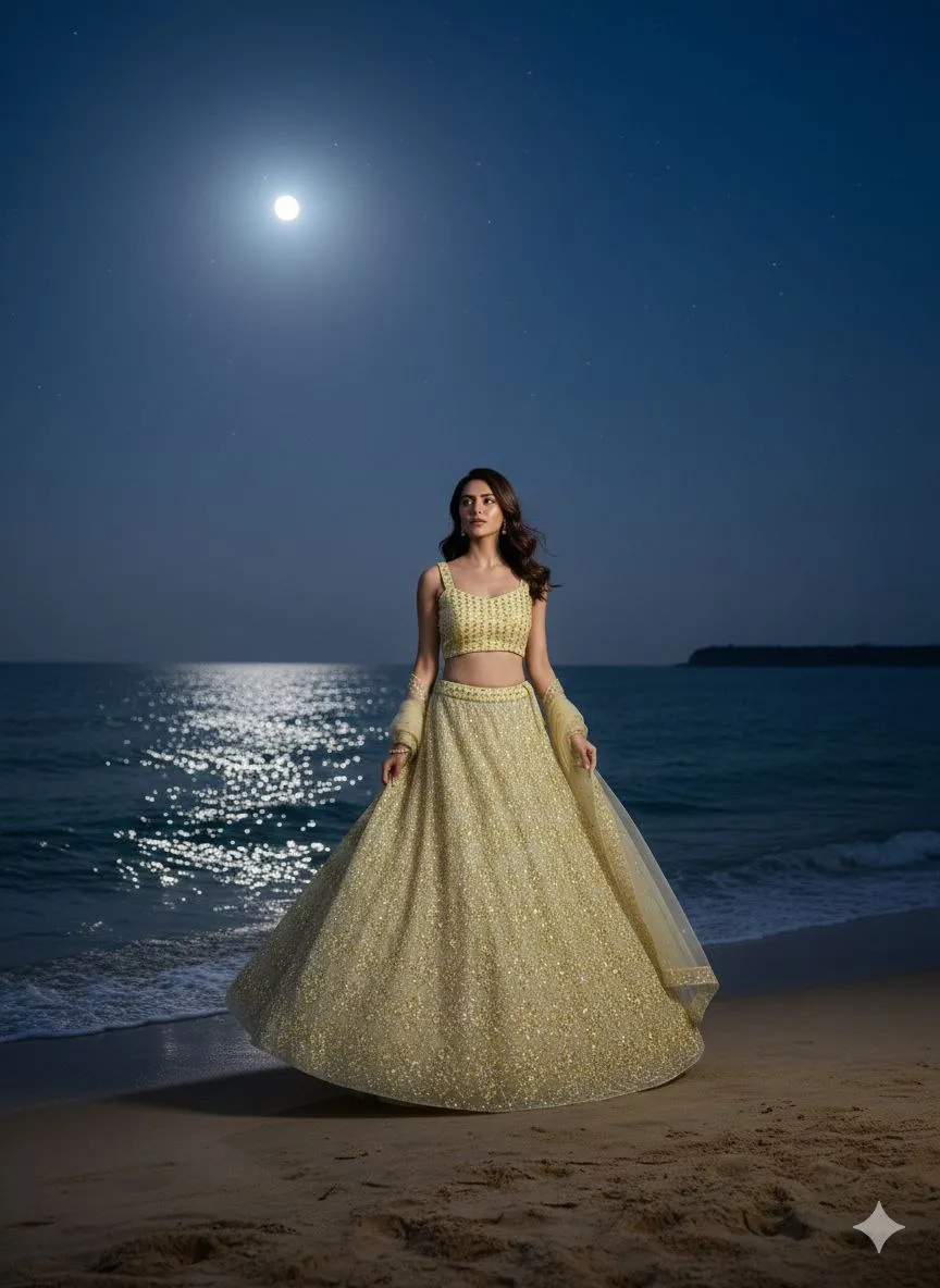HCR 1117 Golden Butterfly Net Heavy Embroidery Bridal Lehenga Choli | Sequins Work Designer Wedding Lehenga
