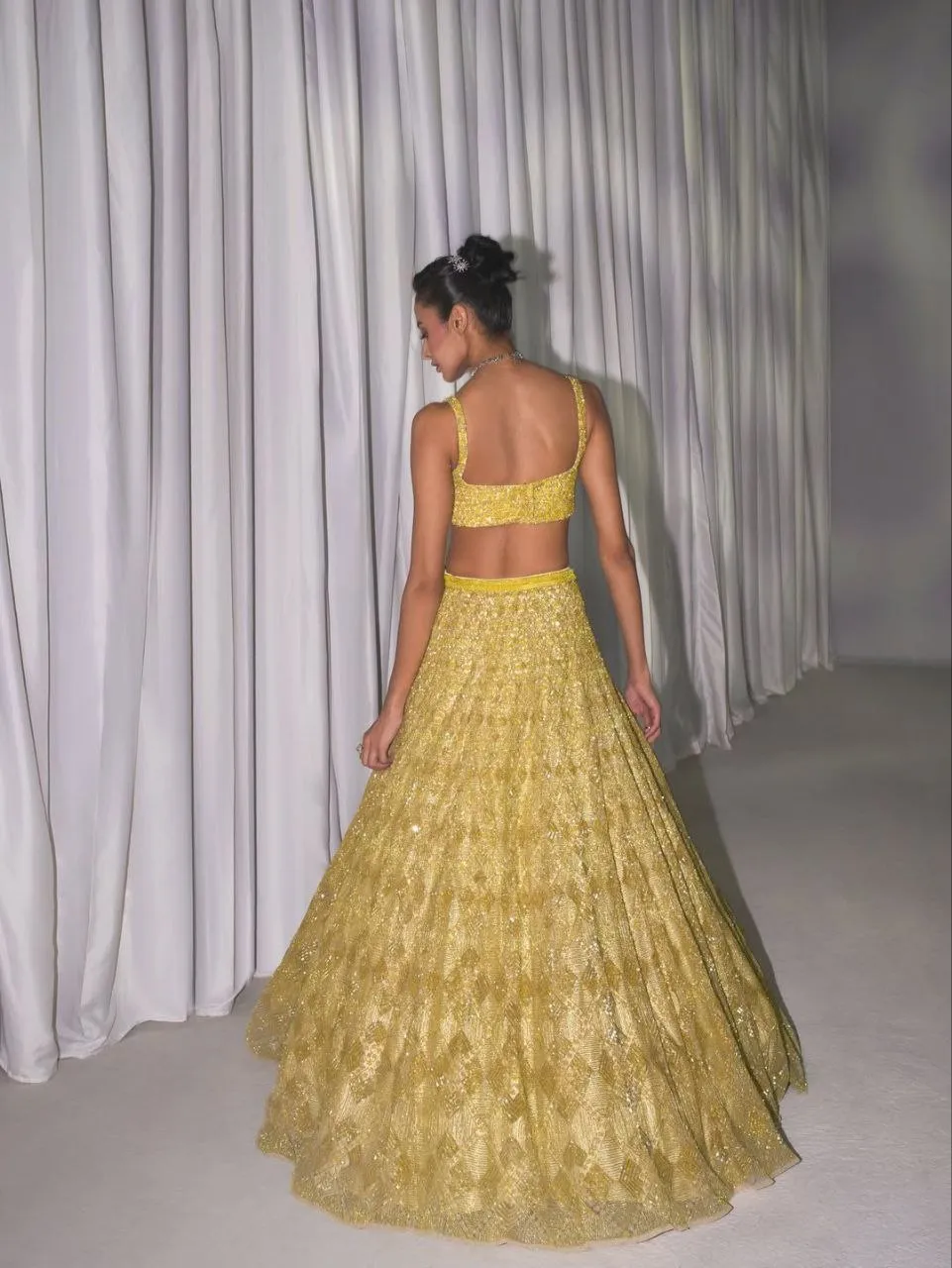 HCR 1117 Golden Butterfly Net Heavy Embroidery Bridal Lehenga Choli | Sequins Work Designer Wedding Lehenga