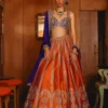 HCR 1120 Orange & Purple Two Tone Silk Embroidery Work Bridal Lehenga Choli | Heavy Sequins Wedding Lehenga