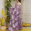 HCR 1132 Purple Floral Printed Ready To Wear Lehenga Saree for Women | Georgette Ruffle Designer Saree