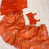 HCR 1134 Orange Floral Printed Ruffle Saree for Women | Georgette Ready To Wear Designer Saree