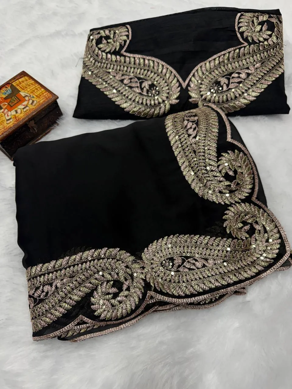 Black Rangoli Silk Saree with Heavy Zari Embroidery Border | Kusum 842 Designer Wedding Party Wear Saree for Women