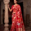 Red Crepe Silk Saree with Floral Weaving Work | Laxmi 1086 Designer Wedding & Festival Wear Saree for Women