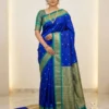 Royal Blue Kanjivaram Silk Saree with Green Border & Golden Zari Work | Laxmi 1087 Traditional Wedding Saree