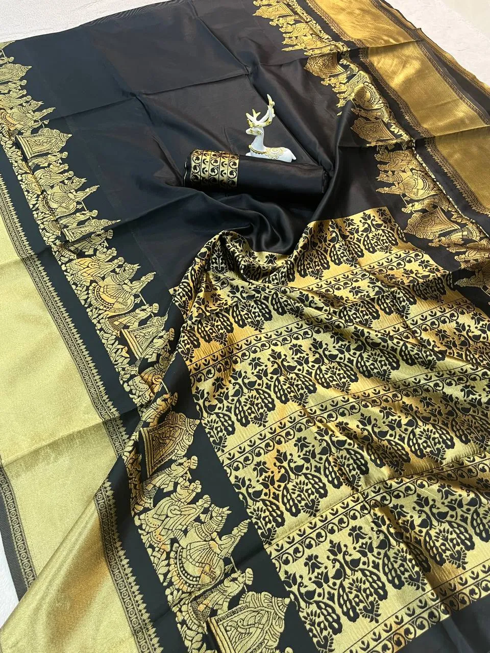 Black Banarasi Lichi Silk Saree with Golden Zari Work | Laxmi 1088 Wedding & Festival Wear Saree for Women