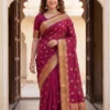 Wine Maroon Banarasi Lichi Silk Saree with Golden Zari Work | Laxmi 1092 Wedding & Festival Wear Saree for Women