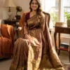 Maroon Lichi Silk Banarasi Saree with Golden Zari Weaving | Laxmi 1100 Heavy Wedding Wear Saree for Women