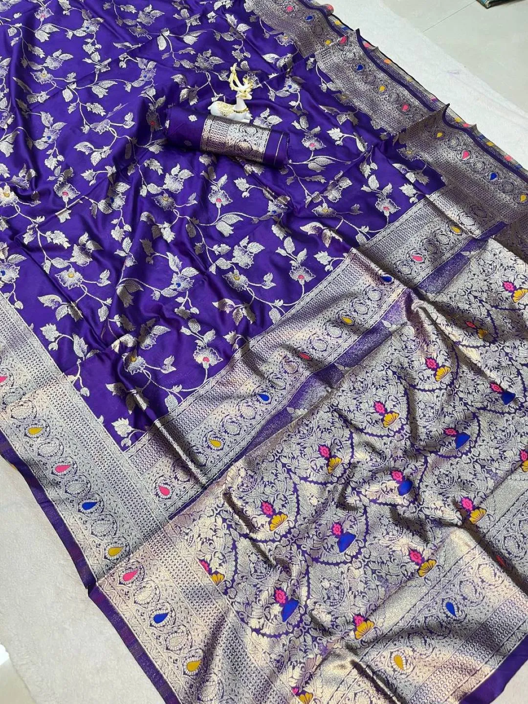 Purple Banarasi Silk Saree with Silver Zari Weaving Work | Laxmi 1106 Designer Wedding Wear Saree for Women