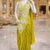 Madhuri 253 Ready To Wear Saree for Women with Heavy Embroidery Blouse | Mustard Yellow Chinon One Minute Wedding Party Wear Saree