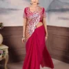 Madhuri 254 Ready To Wear Saree for Women with Heavy Sequin Embroidery Blouse | Rani Pink Star Georgette Wedding Party Wear Saree