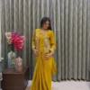 Madhuri 256 Ready To Wear Saree for Women with Embroidered Koti Jacket | Mustard Yellow Heavy Crepe Satin Wedding Party Wear Saree