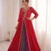 Madhuri 260 Red Georgette Anarkali Gown with Heavy Embroidery Sequins Work | Designer Wedding Party Wear Gown for Women