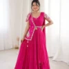 Madhuri 261 Rani Pink Chinon Lehenga Choli with Designer Embroidered Jacket | Heavy Sequins Work Wedding Party Wear Lehenga