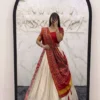 Madhuri 266 White Silk Lehenga Choli with Red Patola Dupatta for Women
