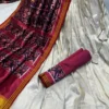 Madhuri 266 White Silk Lehenga Choli with Red Patola Dupatta for Women
