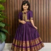 Purple Cotton Silk Kids Gown | Pari Combo Gown Traditional Ethnic Party Wear Dress for Girls