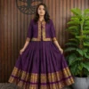 Purple Cotton Silk Kids Gown | Pari Combo Gown Traditional Ethnic Party Wear Dress for Girls