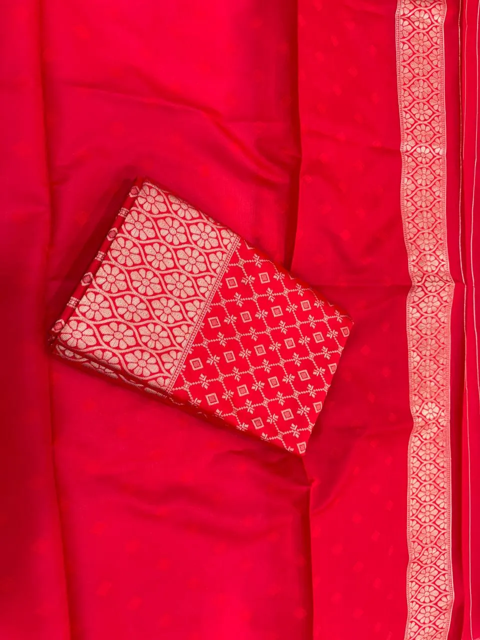 Red Lichi Silk Saree with Silver Zari Work | Rani 268 Traditional Wedding & Festival Wear Saree