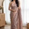 WMS Roman Silk Mirror Work Saree with Digital Print & Kodi Latkan Pallu for Women | Festival Wear Saree