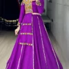 Purple Rayon Cotton Navratri Lehenga Choli with Mirror Lace Work | WMT 8045 Garba Wear Dress