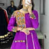 Purple Rayon Cotton Navratri Lehenga Choli with Mirror Lace Work | WMT 8045 Garba Wear Dress