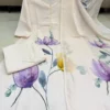 White Cotton Kurti Set with Floral Print Dupatta | Yasu Designer Office Wear Readymade Dress for Women