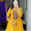 Yellow Kediya Style Kurti with White Flared Skirt | WMT 6062 Mirror Work Navratri & Haldi Outfit for Women