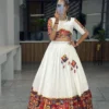 Designer White Navratri Chaniya Choli Set with Printed Dupatta | WMT 7113 Women's Garba & Dandiya Lehenga Choli
