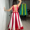 Designer Red White Navratri Chaniya Choli with Elephant Embroidery Blouse | WMT 7701 Mirror Work Garba Dress for Women