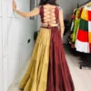 Brown Mirror Work Navratri Dress for Women | Handcrafted Cotton Rayon Garba Dress | Designer Traditional Navratri Chaniya Choli with Kutchi Embroidery | Navratri Festival Wear | WMT 7706