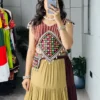 Brown Mirror Work Navratri Dress for Women | Handcrafted Cotton Rayon Garba Dress | Designer Traditional Navratri Chaniya Choli with Kutchi Embroidery | Navratri Festival Wear | WMT 7706