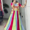 WMT 7708 Multicolor Navratri Dress for Women | Designer Rayon Cotton Mirror Work Garba Skirt Top with Jacket | Traditional Chaniya Choli | Dandiya Festival Wear