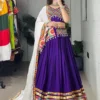 WMT 7710 Purple Embroidery Navratri Chaniya Choli for Women | Designer Rayon Cotton Garba Lehenga with Dupatta | Traditional Mirror Work Dandiya Festival Wear