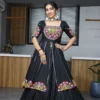 Designer Black Navratri Chaniya Choli with Gamthi Work Long Jacket WMT 8052