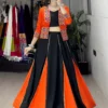 Designer Black & Orange Navratri Chaniya Choli Set with Kutchi Embroidery Jacket WMT 8059