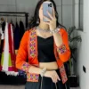 Designer Black & Orange Navratri Chaniya Choli Set with Kutchi Embroidery Jacket WMT 8059