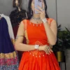 Orange Pure Rayon Cotton Navratri Lehenga Choli for Women | Gota Patti Garba Dress | WMT 8060 Fully Stitched Chaniya Choli