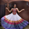 Designer White Gamthi Work Navratri Chaniya Choli for Women |WMT 8065 Kutchi Mirror Work Garba Dress