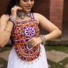 Designer White Gamthi Work Navratri Chaniya Choli for Women |WMT 8065 Kutchi Mirror Work Garba Dress
