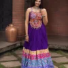 Purple Rayon Cotton Navratri Chaniya Choli with Gamthi Embroidery | WMT 8065 Designer Garba & Dandiya Outfit