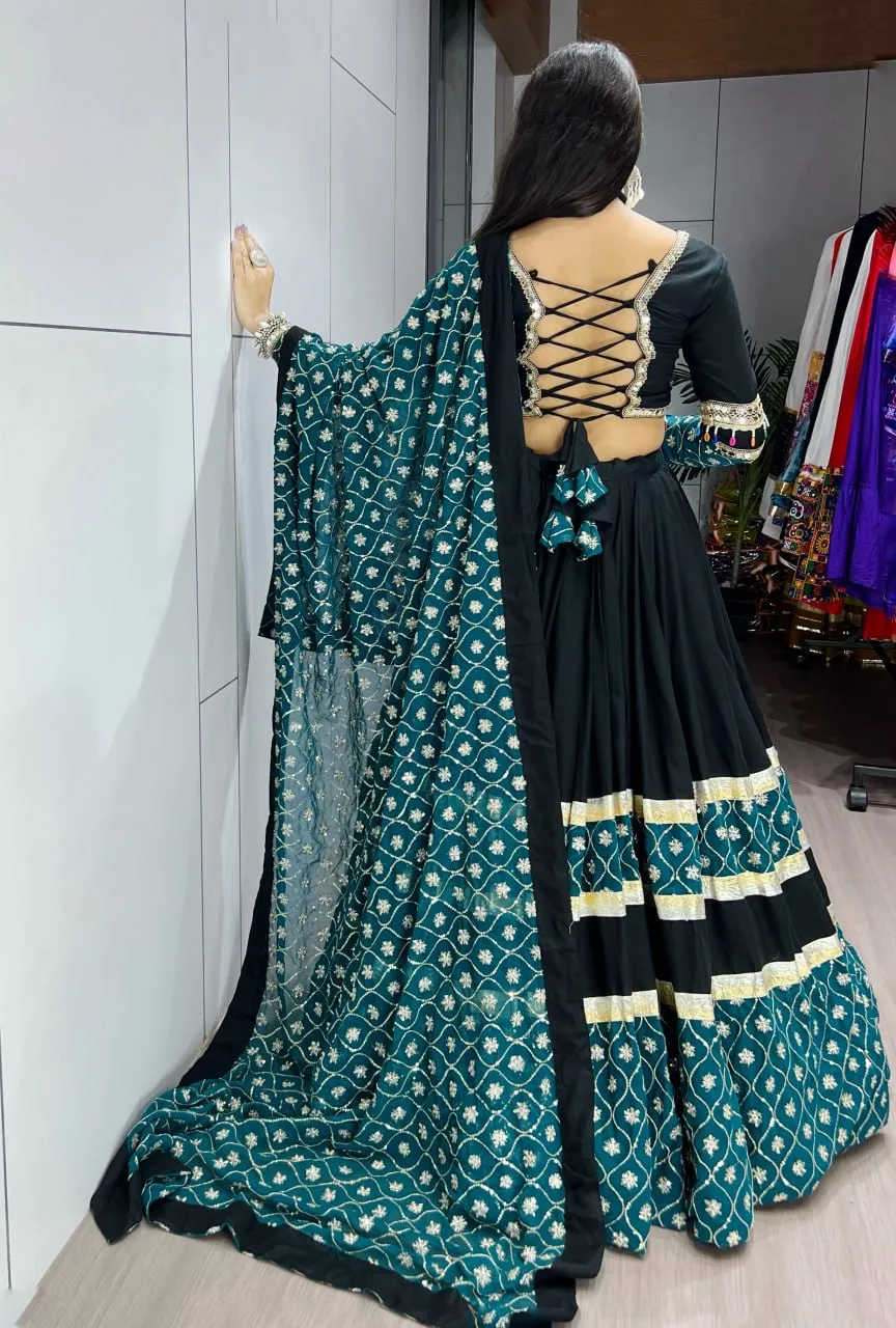 Designer Black Navratri Chaniya Choli with Embroidery Work & Dupatta WMT 8067