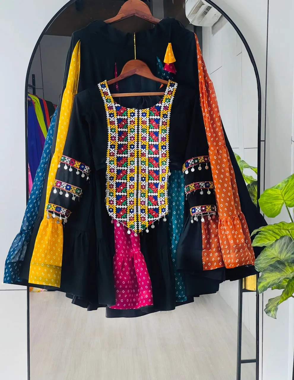 Black Navratri Chaniya Choli for Women with Kutchi Mirror Work | WMT 8075 Designer Garba Dress 2026