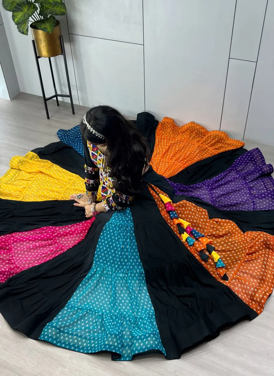 Black Navratri Chaniya Choli for Women with Kutchi Mirror Work | WMT 8075 Designer Garba Dress 2026